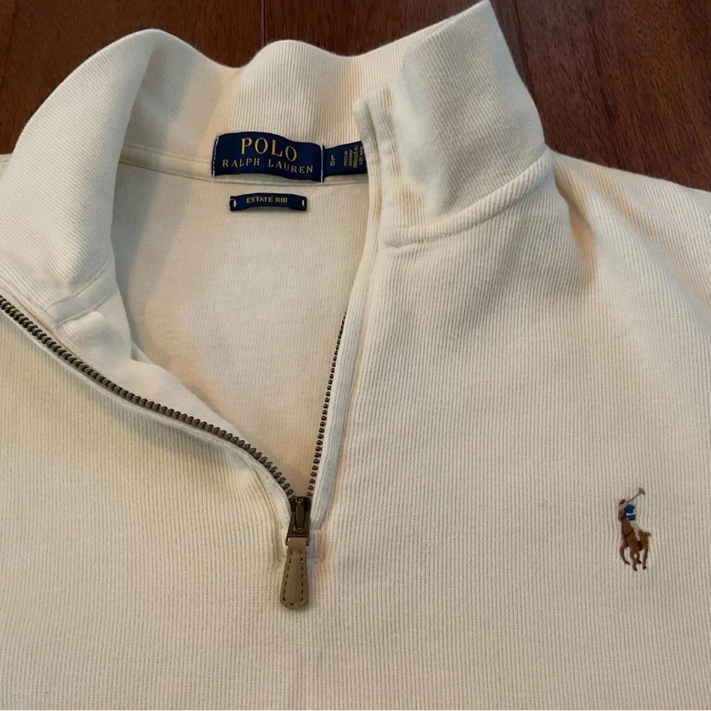 Polo by Ralph Lauren Cream Quarter-Zip Sweater